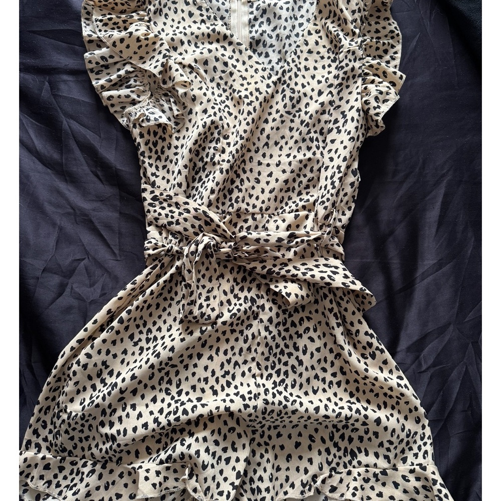 Leopard Print Ruffle Romper